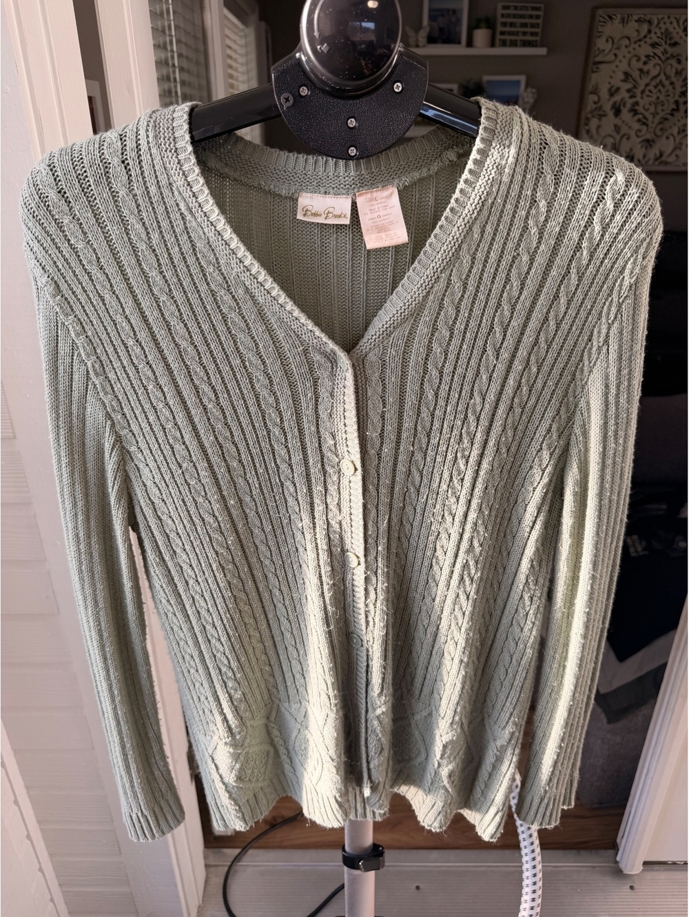 Belle by Badgley Mischka sage ribbed cardigan